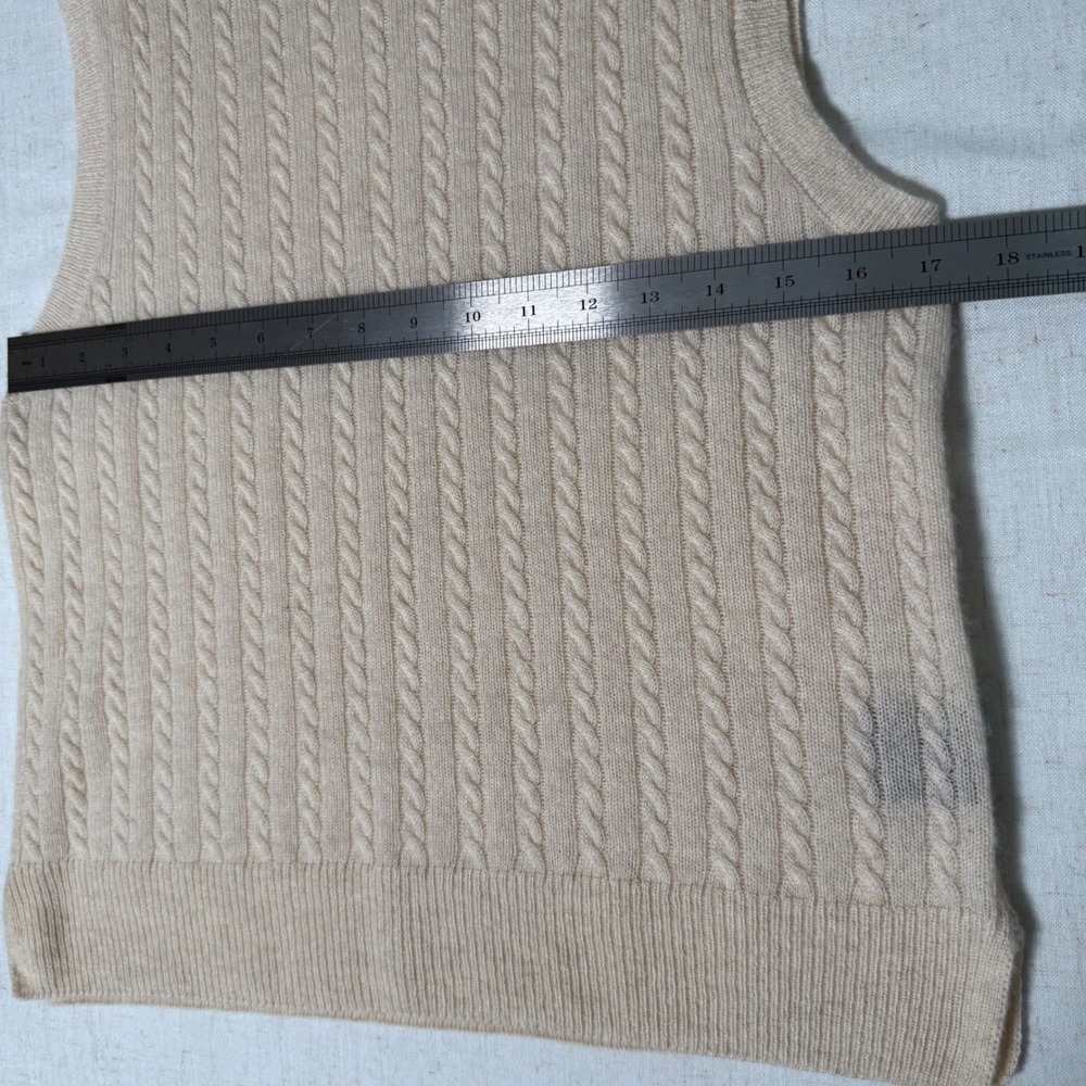 House of Harlow 1960 100% Cashmere Sleeveless Vest Beige L Semi Sheer Luxury - Picture 9 of 11